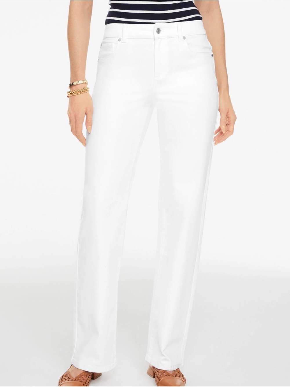 Talbots White Classic Jean Trouser Wide Leg Mid Rise Stretch Size 12